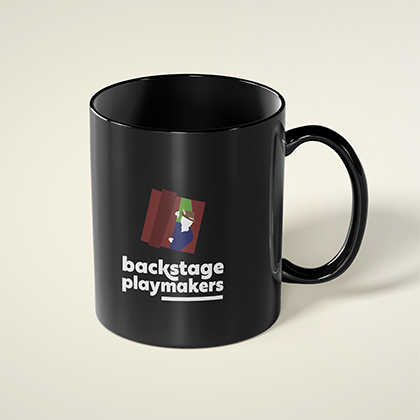 Backstage Playmakers application on mug