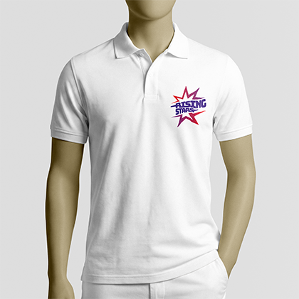 Rising Stars application on polo shirt